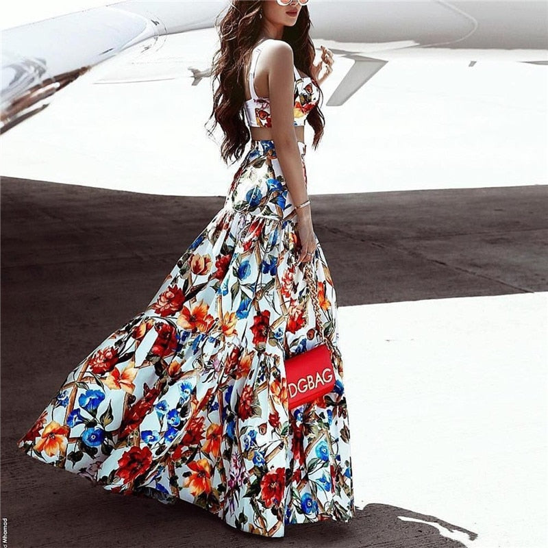 Plus Size Bohemian A-Line Maxi Beach Dress
