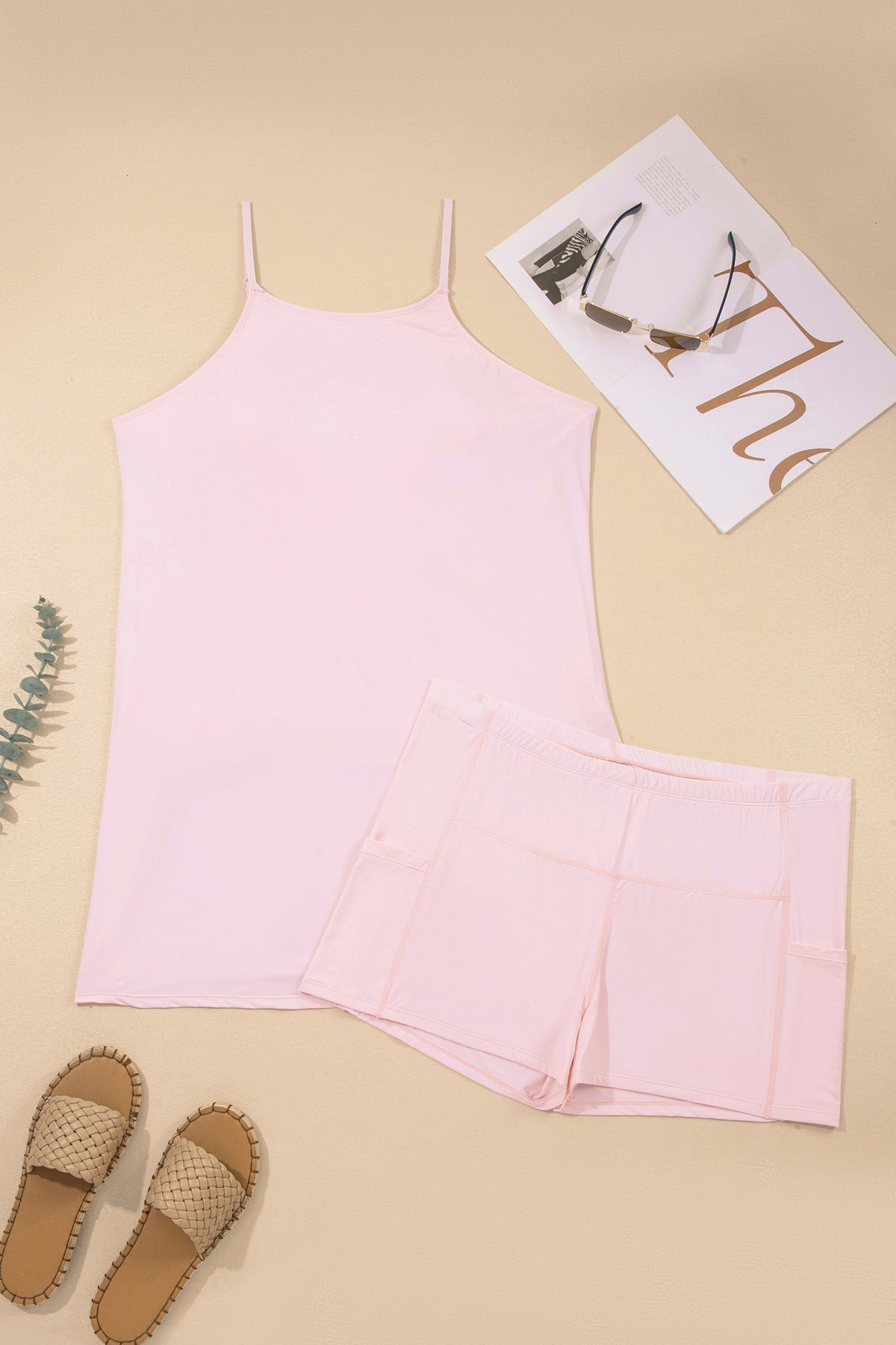 Plus Size Sleeveless Two Piece Dress Set with Shorts - Plus Size Clothing