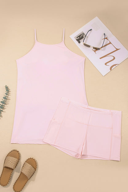Plus Size Sleeveless Two Piece Dress Set with Shorts - Plus Size Clothing