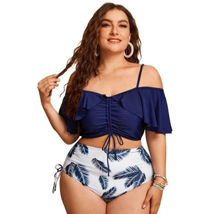 Plus Size Ruffled Bikini Swimsuit Split - Plus Size Clothing