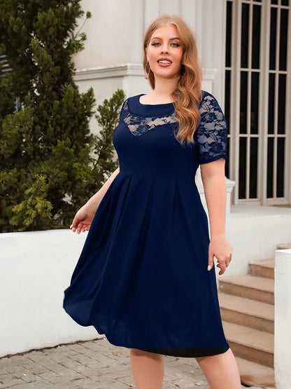 plus-size-ruched-short-sleeve-dress
