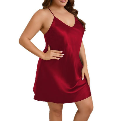 Plus Size Sleeveless Nightgown V-Neck Short — front view
