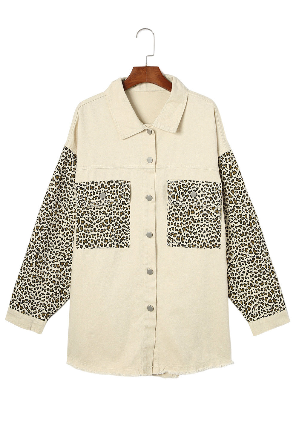 Plus Size Leopard Print Denim Jacket
