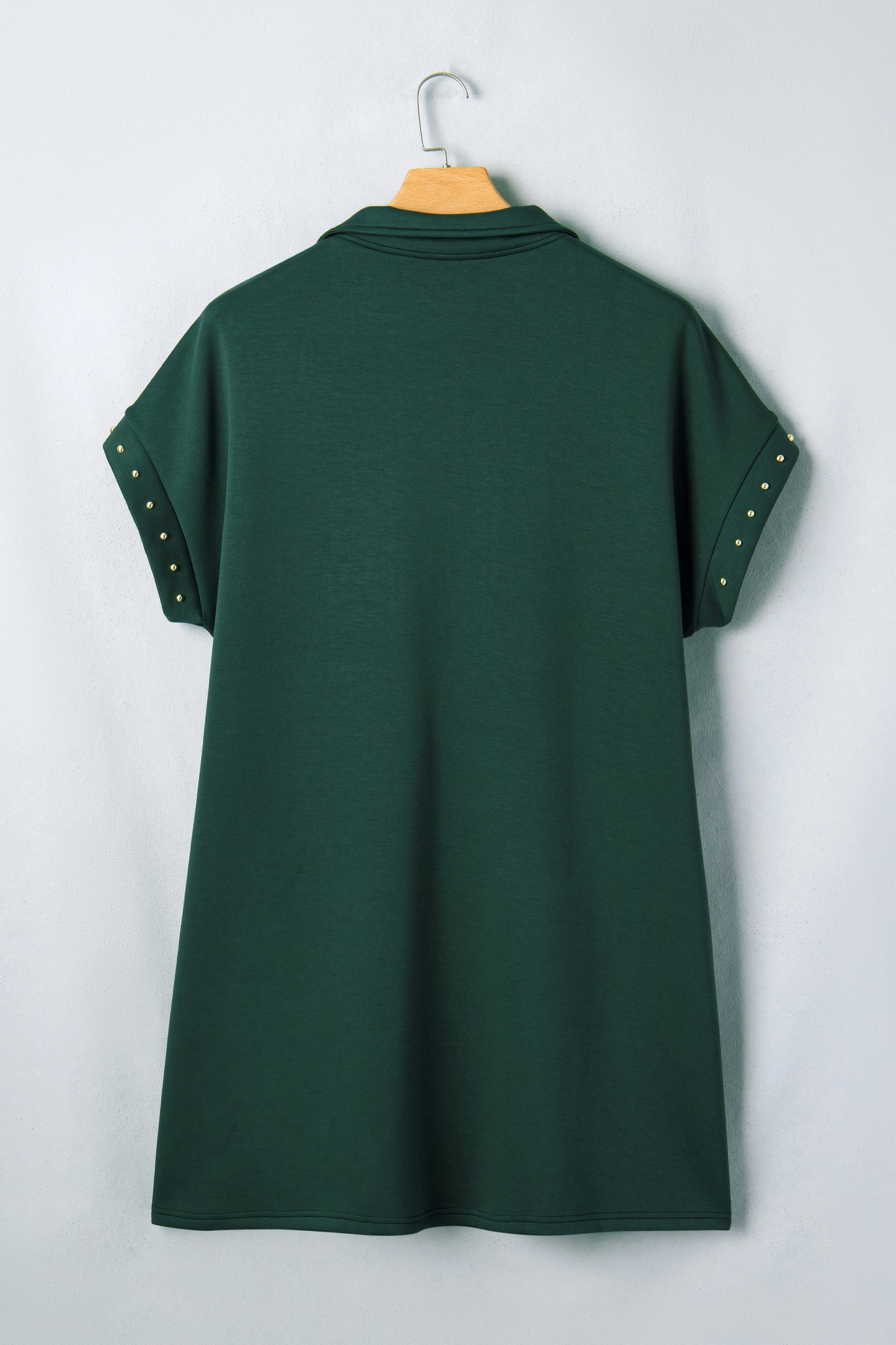 Plus Size Glow Studded Zip-up T Shirt Dress with Pockets - Plus Size XL-4XL - View 3