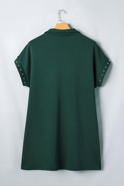 Plus Size Studded Zip-Up T-Shirt Dress - Plus Size XL-4XL - View 3