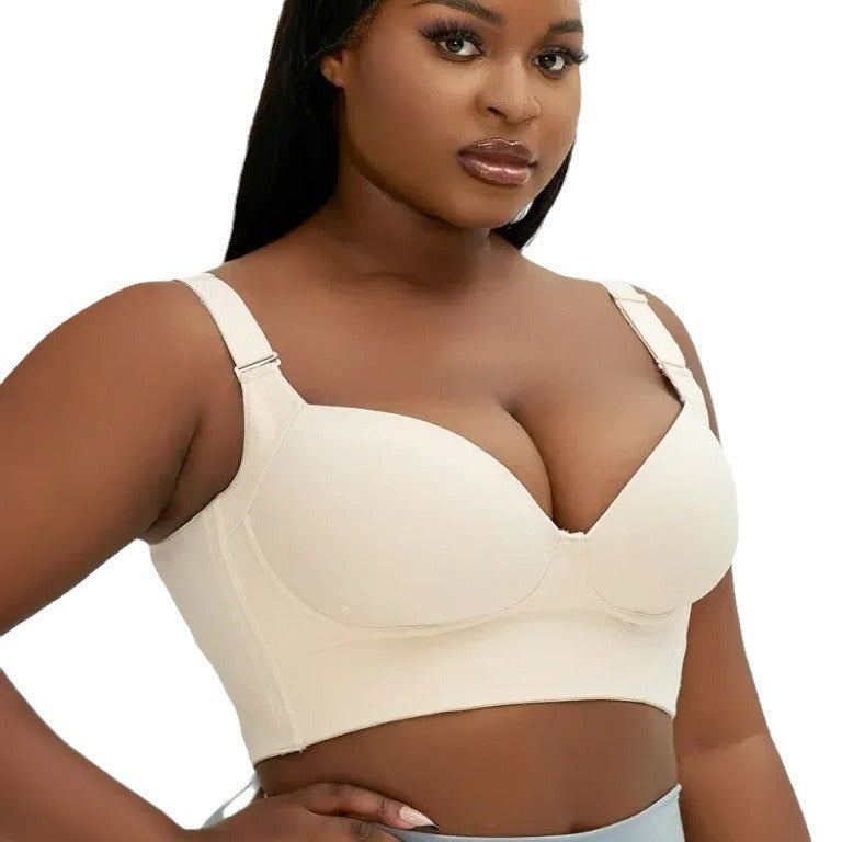 Plus Size Glossy Underwire Bra with Anti-Sag Support