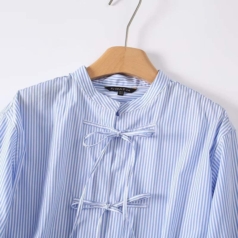 Plus Size Striped Long Sleeve Polo Shirt