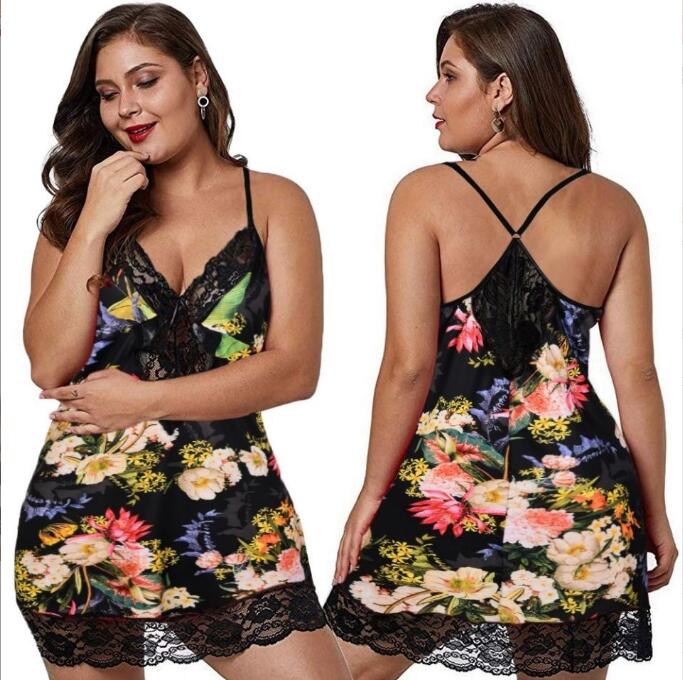Plus Size Sexy Leopard Lace Nightdress