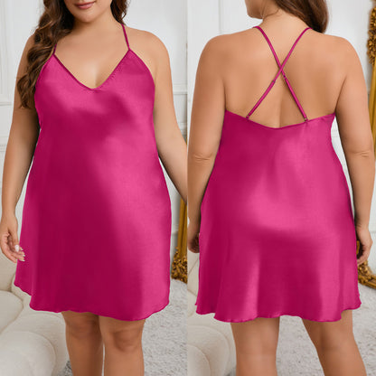 Plus Size Sleeveless Nightgown V-Neck Short - Plus Size Clothing