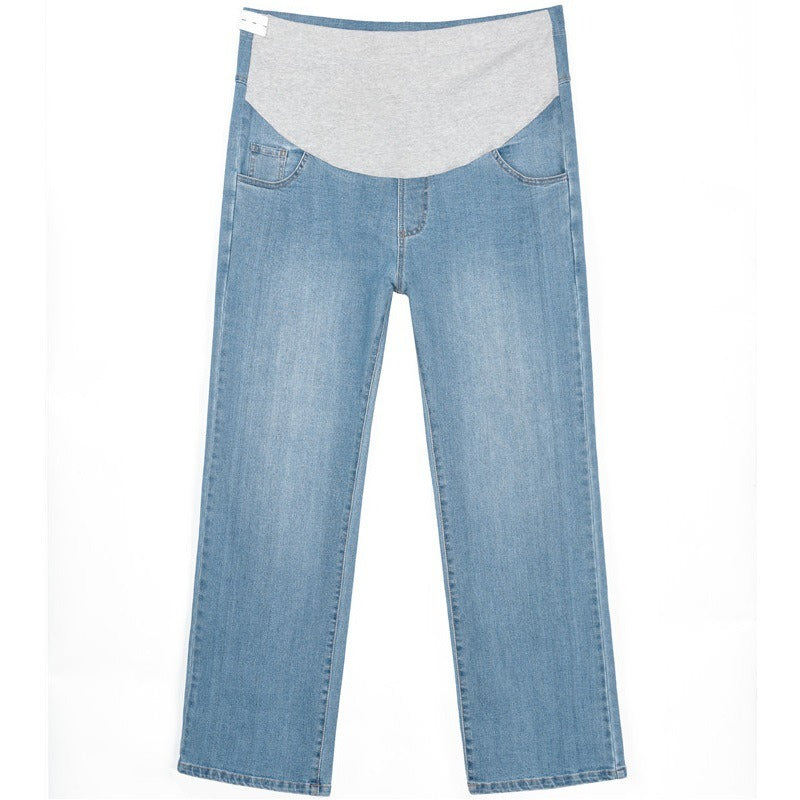 Plus Size Maternity Denim Wide Leg Pants