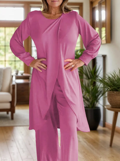 Plus Size Long Sleeve Wide Leg Pants Set