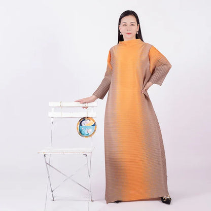 Plus Size Multicolor Geometric Print Long Sleeve Dress