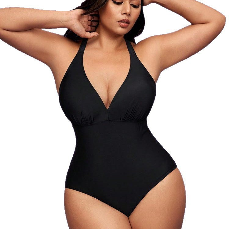 Plus Size Solid Padded One-Piece Swimsuit