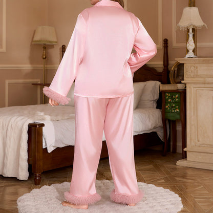 Plus Size Feather Decorated Loungewear Set - Plus Size XL-4XL - View 4