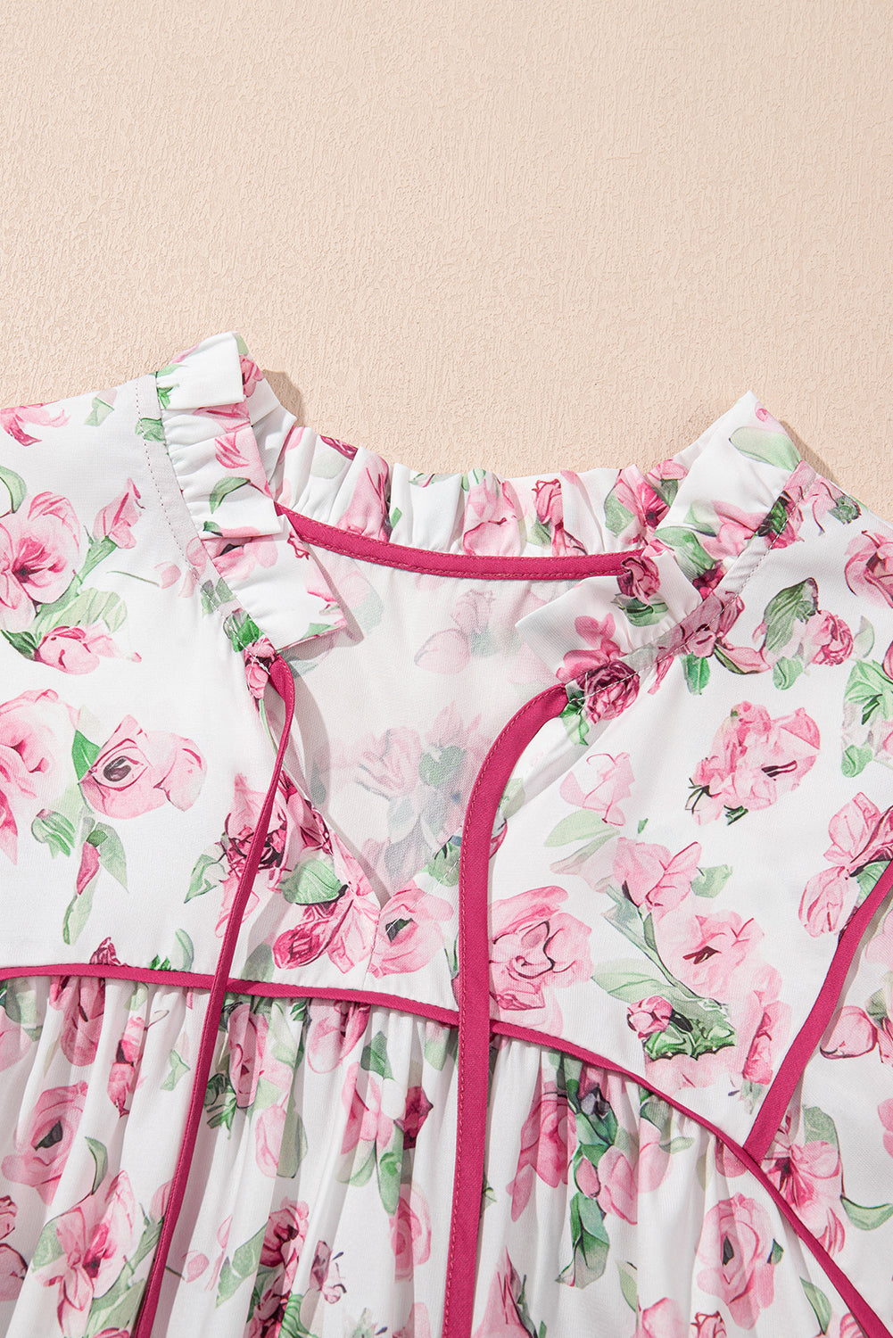 Plus Size Floral Split Neck Mini Dress