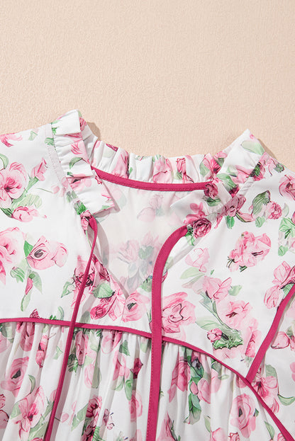 Plus Size Floral Split Neck Mini Dress