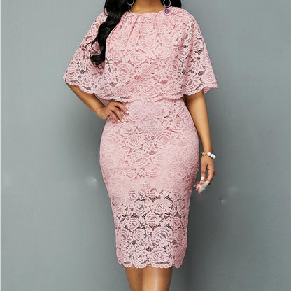 Plus Size African Lace Maxi Dress - Plus Size XL-4XL - View 1