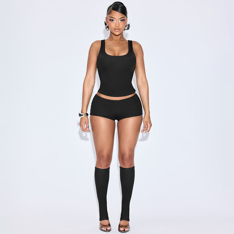 Plus Size Solid Color Mesh 4-Piece Set