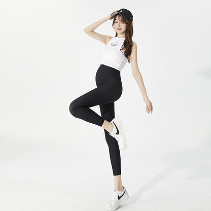 Plus Size Seamless Pregnancy Leggings with Belly Support - Plus Size Clothing