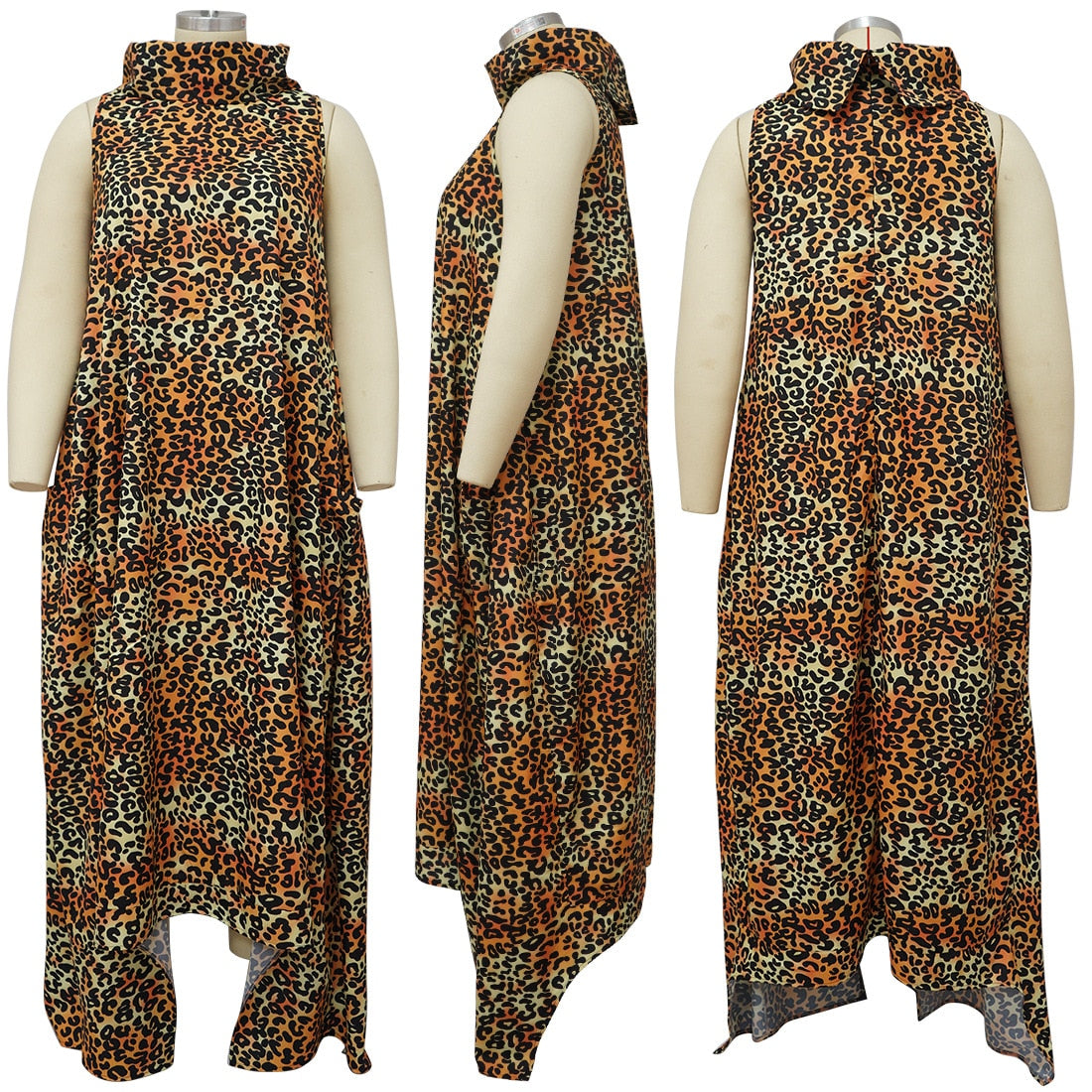 Plus Size Irregular Loose Turtleneck Maxi Dress