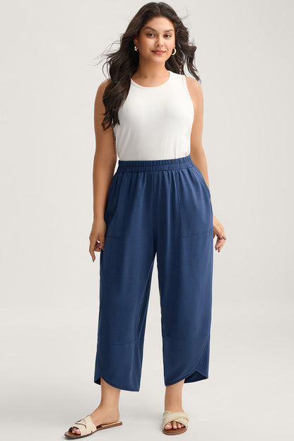 Plus Size Elastic Waist Asymmetrical Capris - Plus Size XL-4XL - View 6