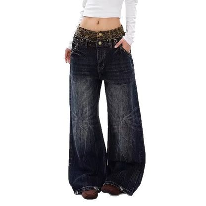 Plus Size Leopard Print Denim Jeans - Plus Size XL-4XL - View 5