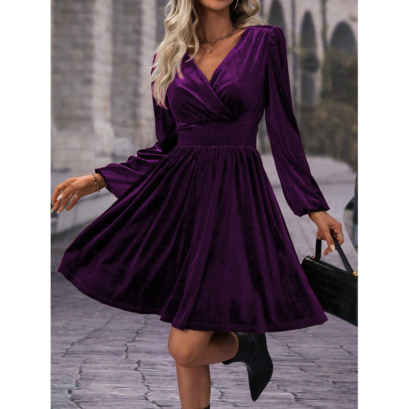 Plus Size Fashionable Commuter Long Sleeve Midi Dress