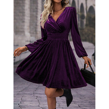 Plus Size Fashionable Commuter Long Sleeve Midi Dress
