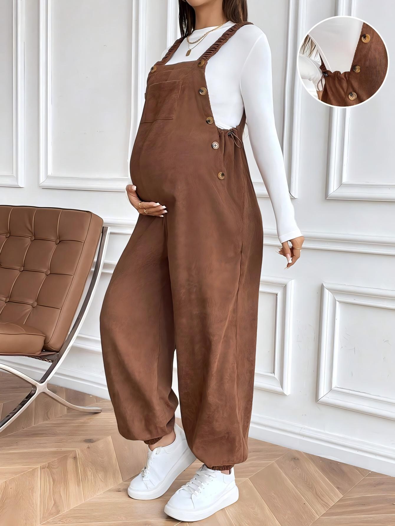 Plus Size Pregnant Casual Corduroy Overalls