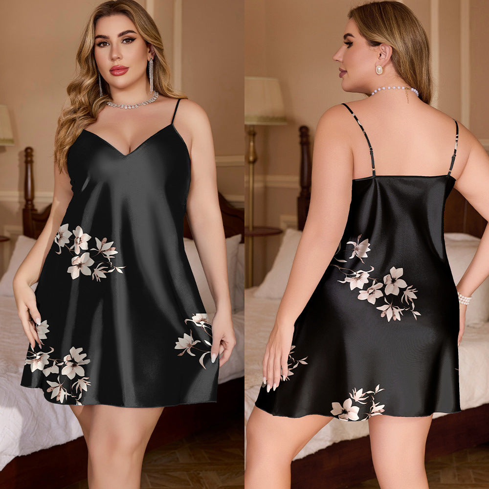 Plus Size V-Neck Sleeveless Pajama Dress