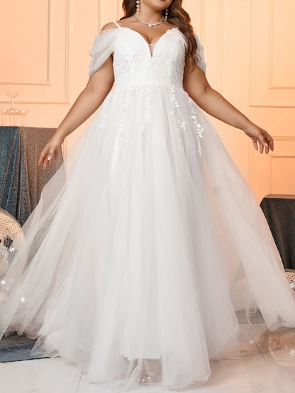 Plus Size Floral Wedding Dress - Plus Size XL-4XL - View 1