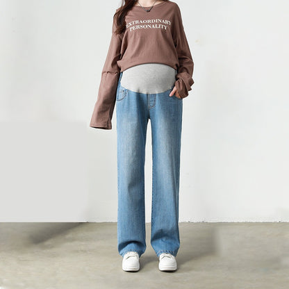 Plus Size Maternity Denim Wide Leg Pants - Plus Size XL-4XL - View 8