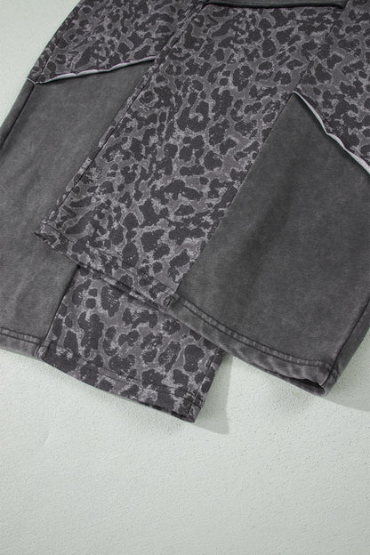 Plus Size Leopard Patchwork Wide Leg Pants - Plus Size XL-4XL - View 7