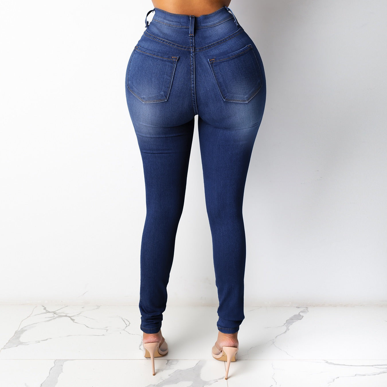 Plus Size High Waist Slim Denim Pants