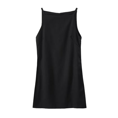 Plus Size Linen Square Neck Sleeveless Midi Dress