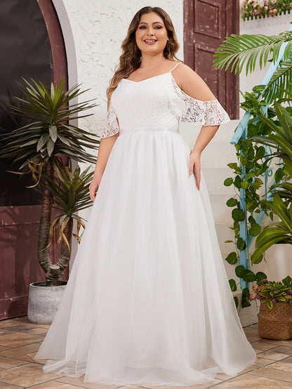 Plus Size Cold Shoulder Wedding Dress - Plus Size XL-4XL - View 4