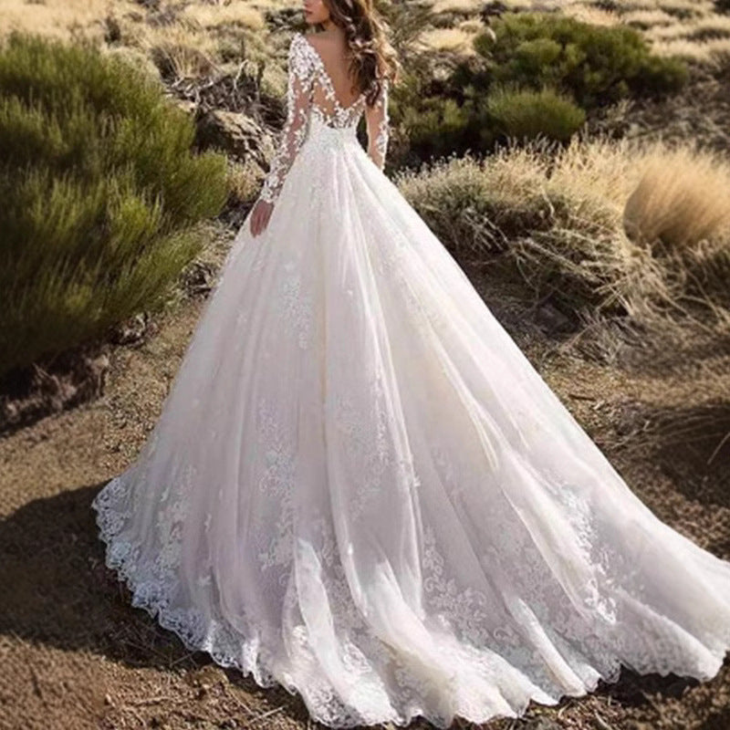 Plus Size Lace Wedding Dress with Train
