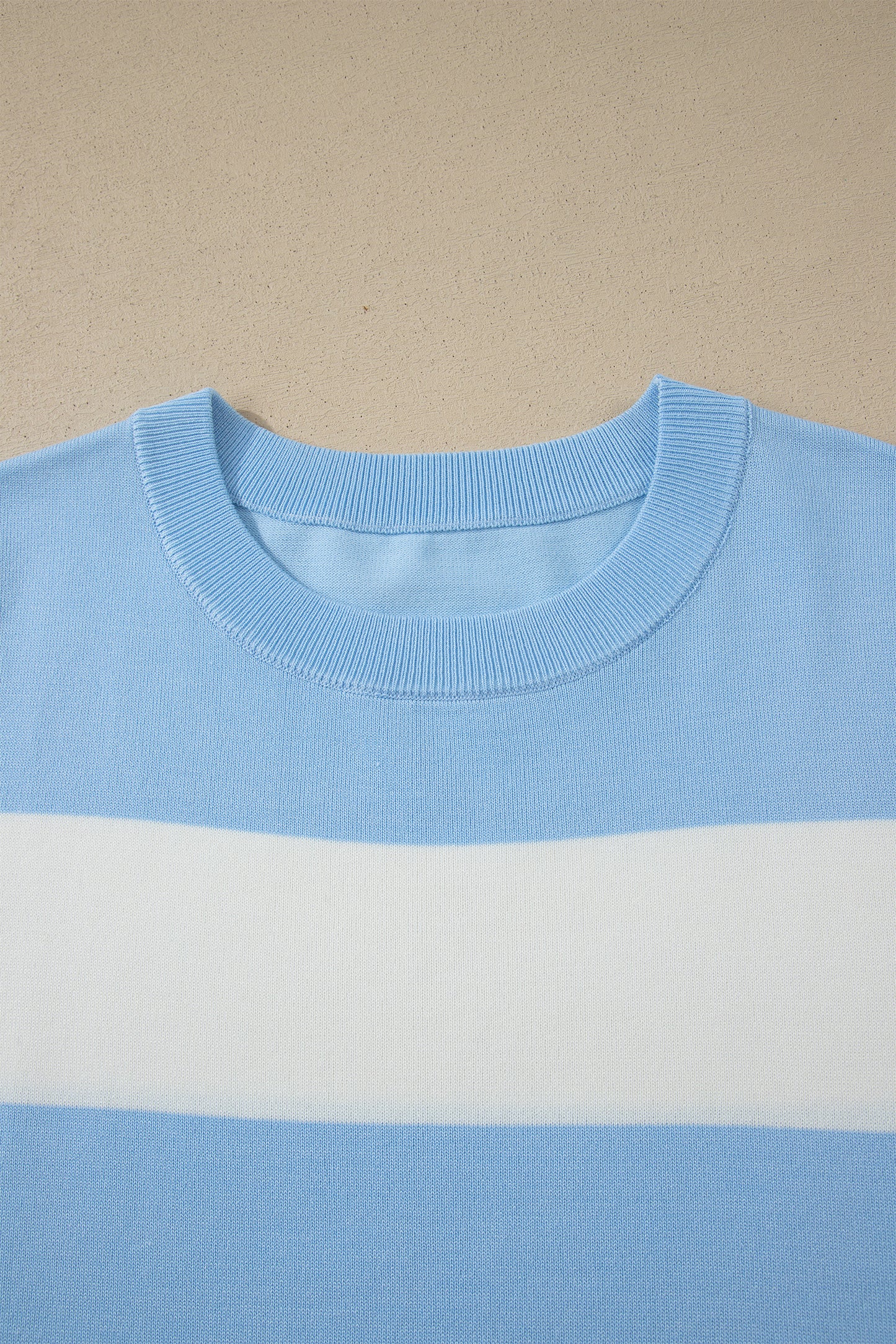 Plus Size Striped Colorblock Short Sleeve Sweater