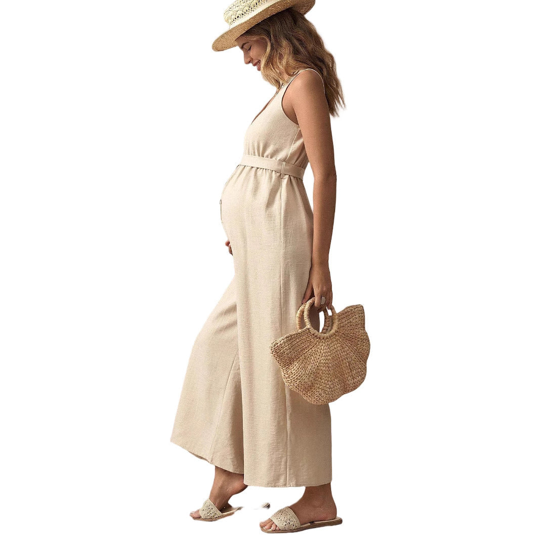Plus Size Maternity Loose Overalls Long Pants