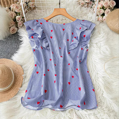 Plus Size Plaid Heart Print V-Neck Sleeveless Top - Plus Size Clothing