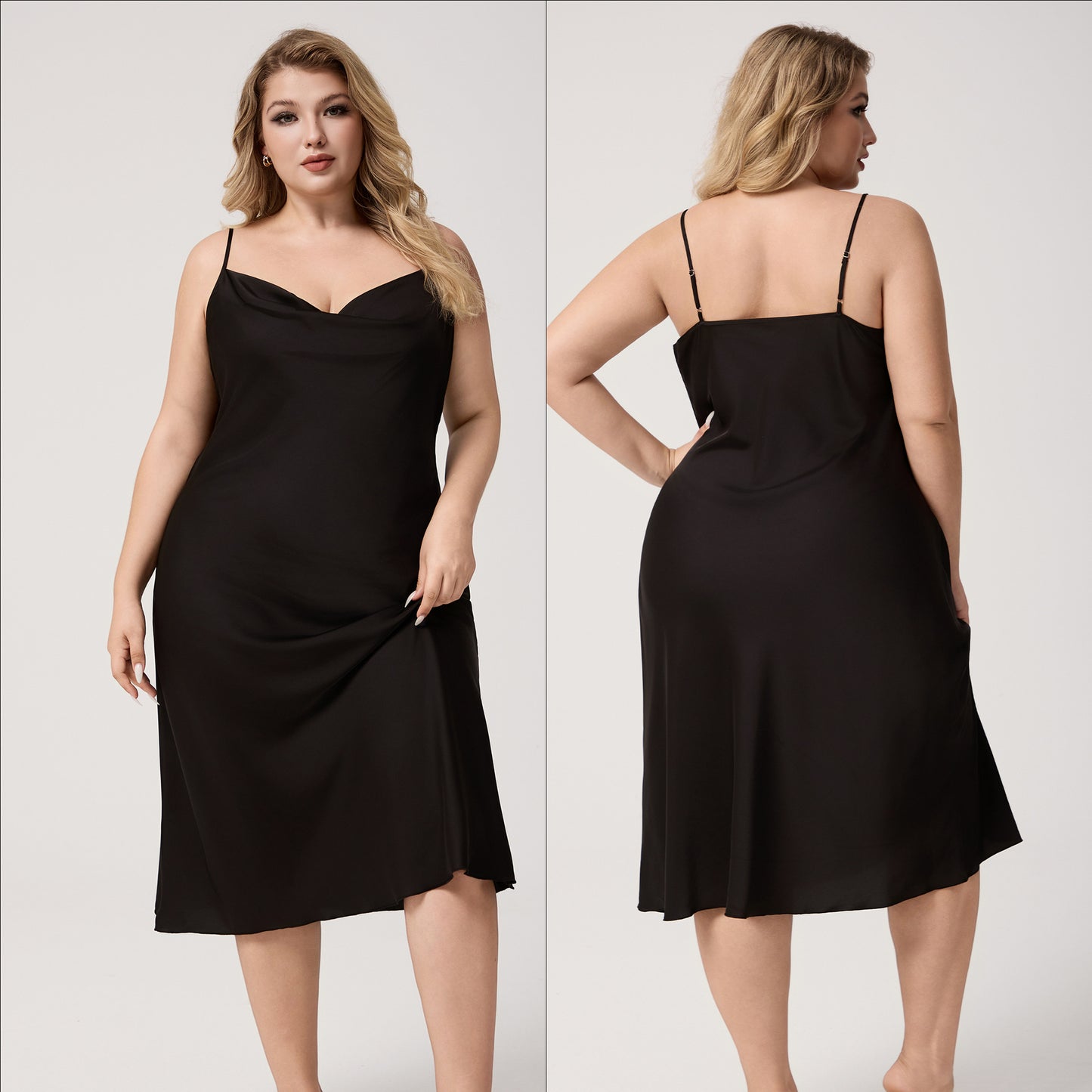 Plus Size Satin Nightdress Sleeveless Long Loungewear
