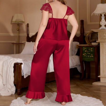 Plus Size Pajamas Women's Summer Loungewear Set — close-up detail