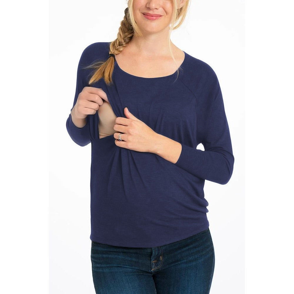 Plus Size Maternity Nursing Long Sleeve Top