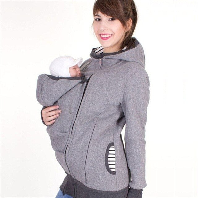Plus Size Maternity Wool Hoodie Jacket