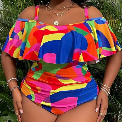 Plus Size Tummy-Control One-Piece Swimsuit - Plus Size Clothing