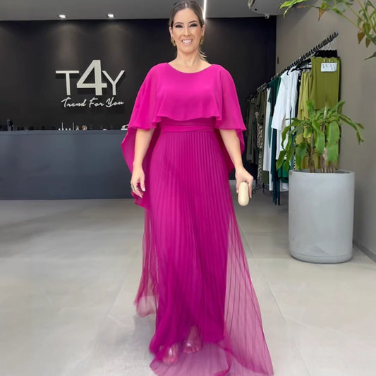Plus Size Maxi Dress with Puff Skirt and Three-Quarter Sleeves