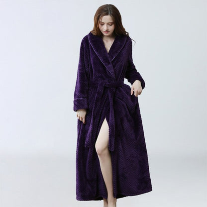 Plus Size Winter Extra Long Flannel Robe
