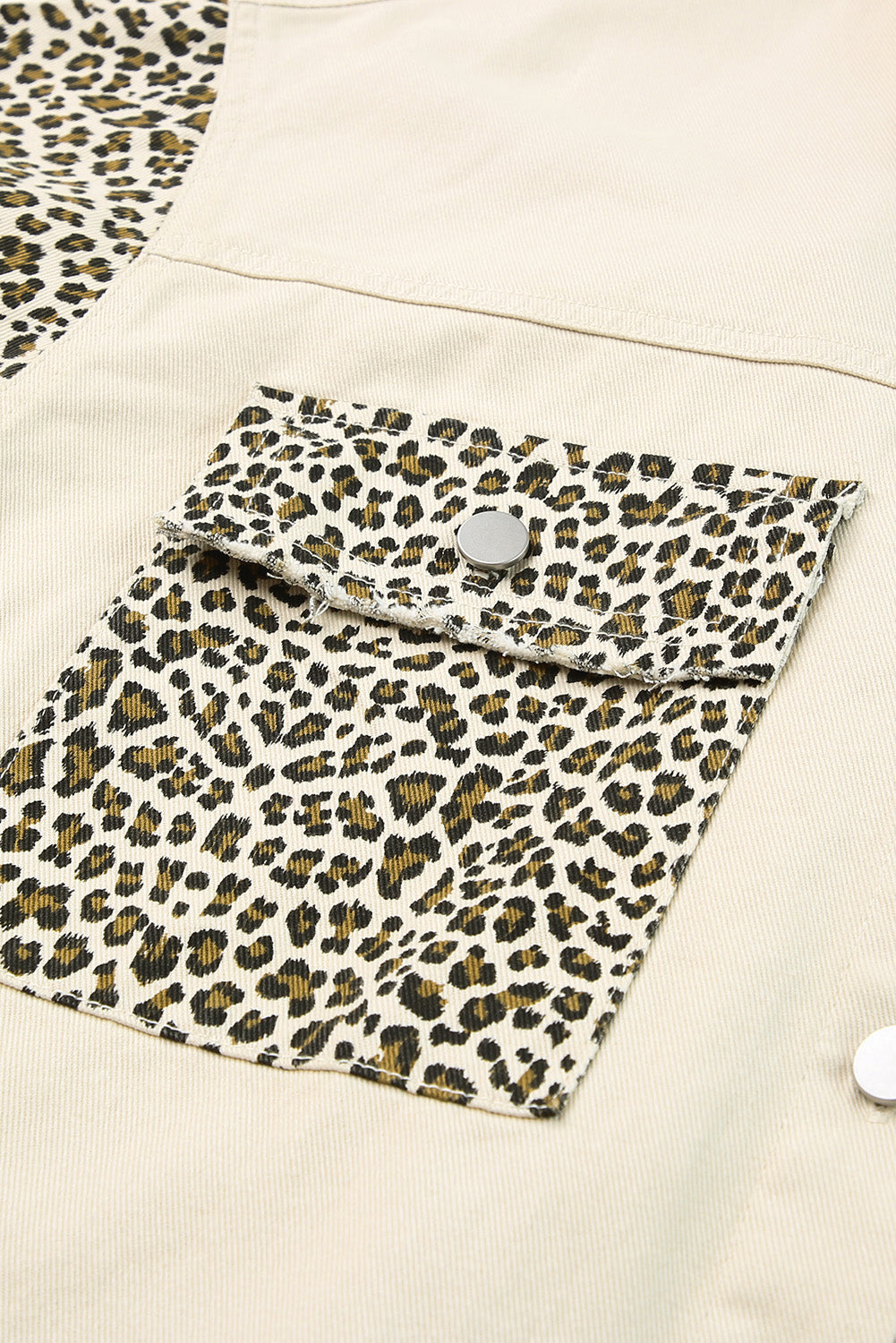 Plus Size Leopard Print Denim Jacket