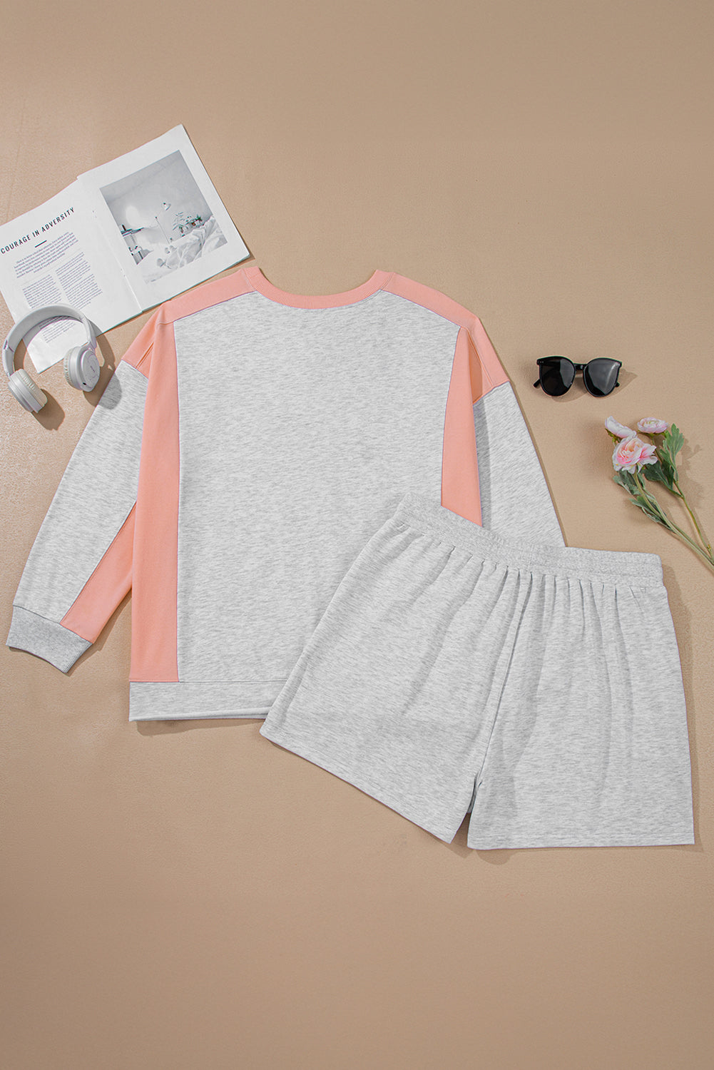Plus Size Colorblock Pullover & Shorts Two-Piece Outfit - Plus Size XL-4XL - View 8