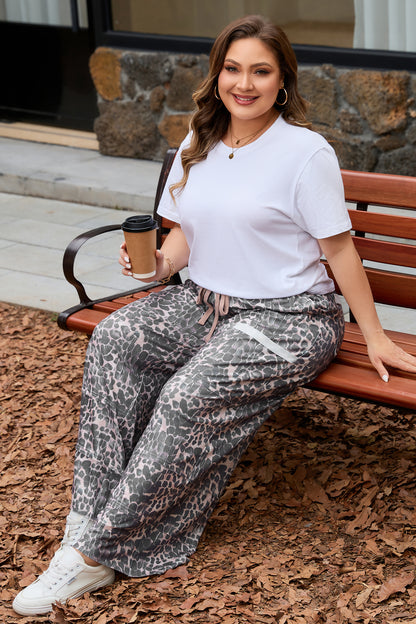 Plus Size Leopard Print Drawstring Pants - Plus Size XL-4XL - View 6